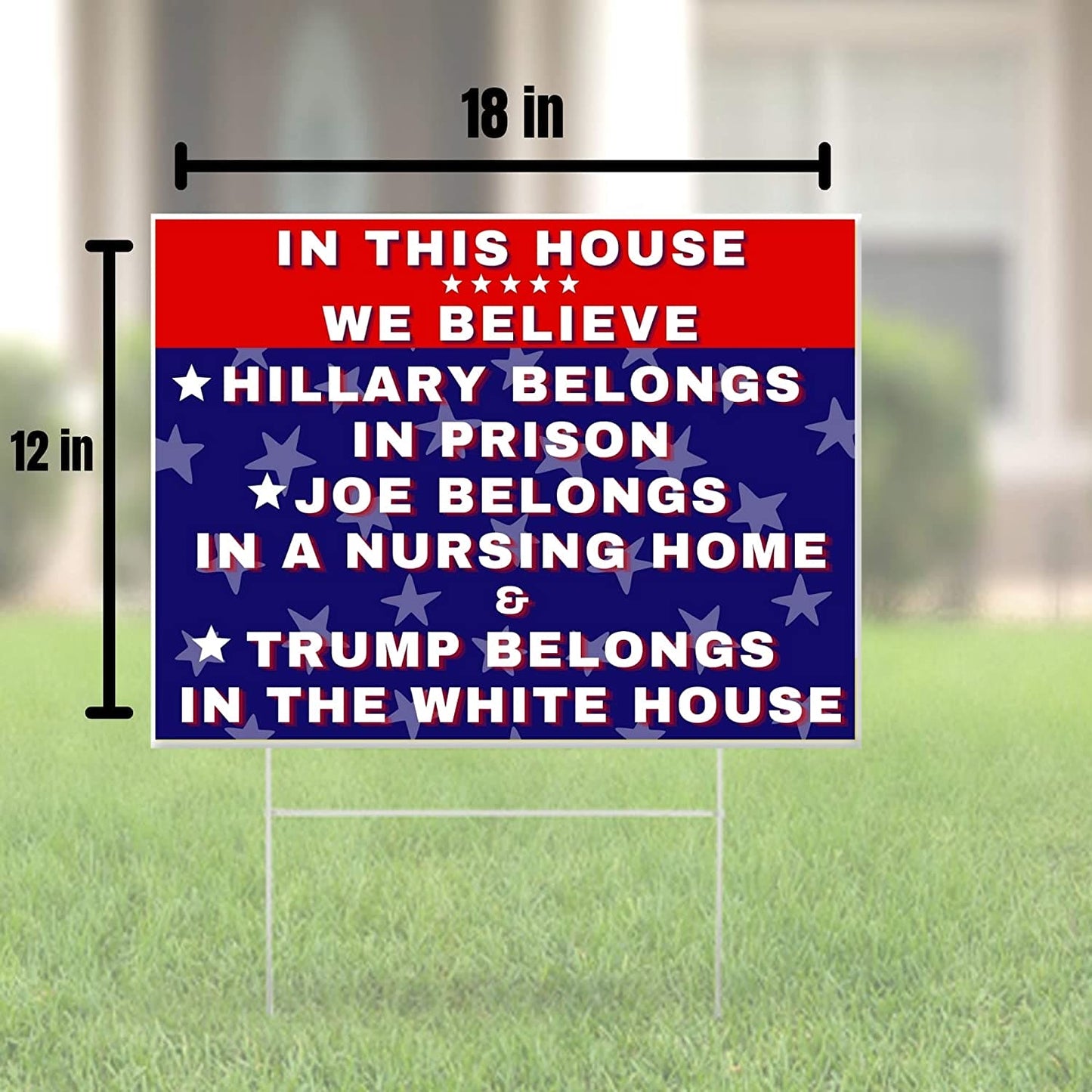 Hillary for Prison - Biden For Nursing Home - Pro Trump 18"x12" Double-Sided Yard Sign - LiberTee Shirts