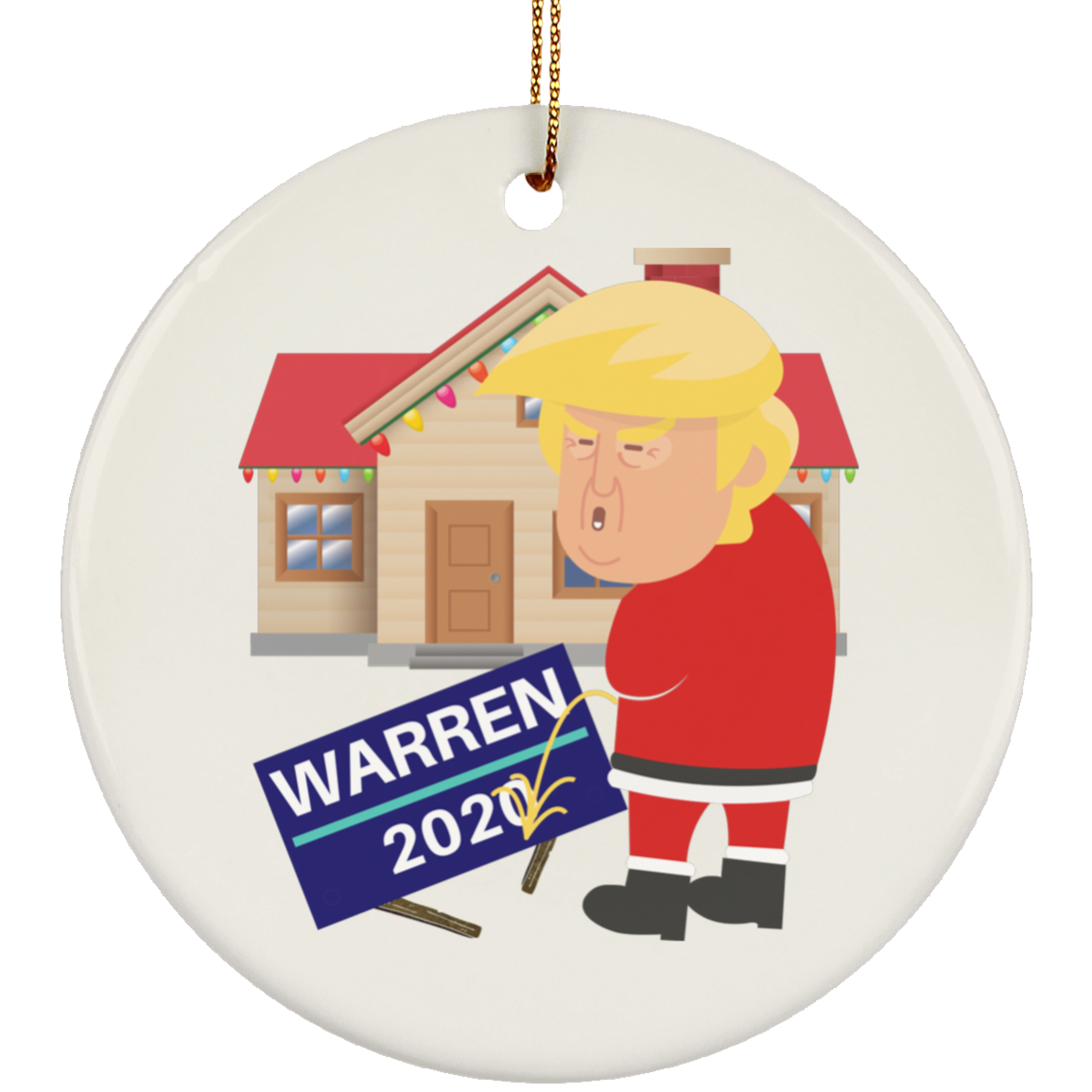 Trump pissin on warren Ornament