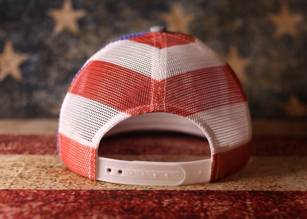 Trump DeSantis 2024 American Flag Back Mesh Trucker Hat