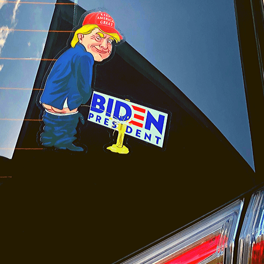 Donald Trump Pissin' on Biden Window Sticker Detail - 2-Pack - LiberTee Shirts