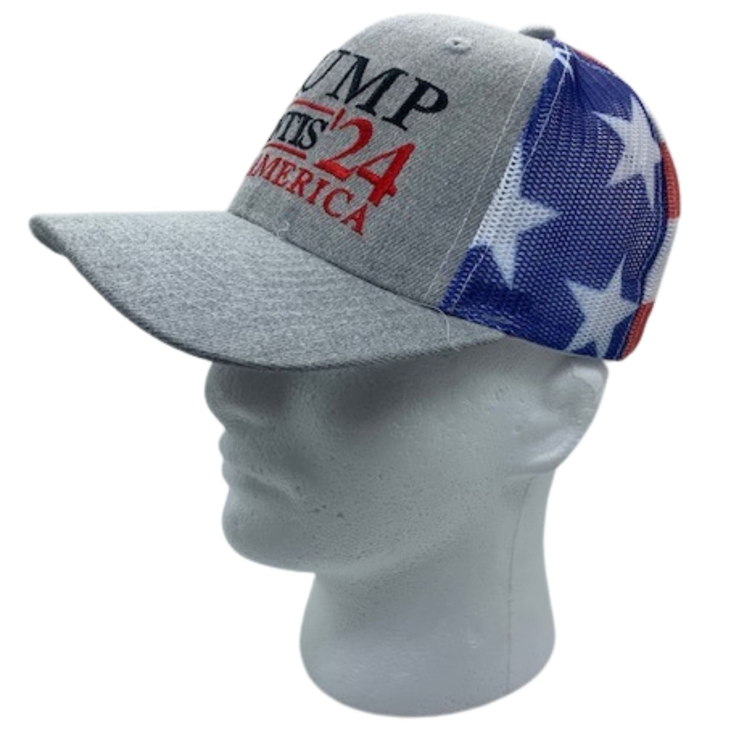 Donald Trump Ron Desantis 2024 Save America Trucker Hat with Flag Pattern Mesh Back | Unisex Patriotic Trump DeSantis '24 Cap with USA Flag