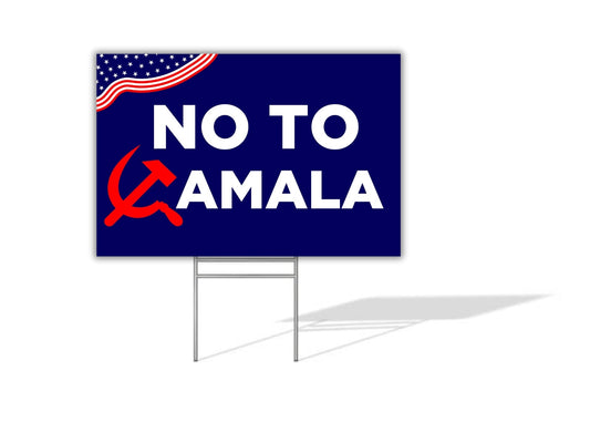 No To Communist Kamala Yard Sign | 18"x12" Anti-Harris Lawn Sign for 2024