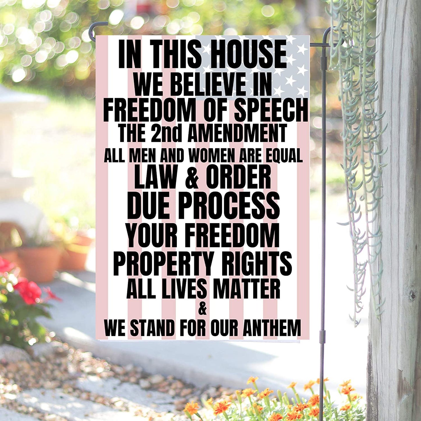 In this house we believe in the 2nd amendment Garden Flag, 12"X18" Conservative Patriotic Free Speech Yard Sign