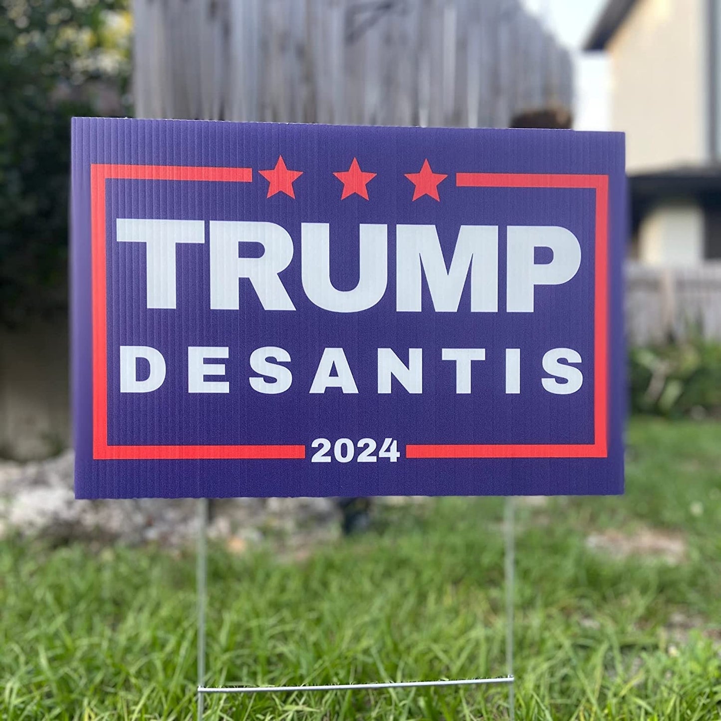 Trump Desantis 2024 Yard Sign | Donald Trump and Ron Desantis 18" x 12" Lawn Sign with Metal Stake