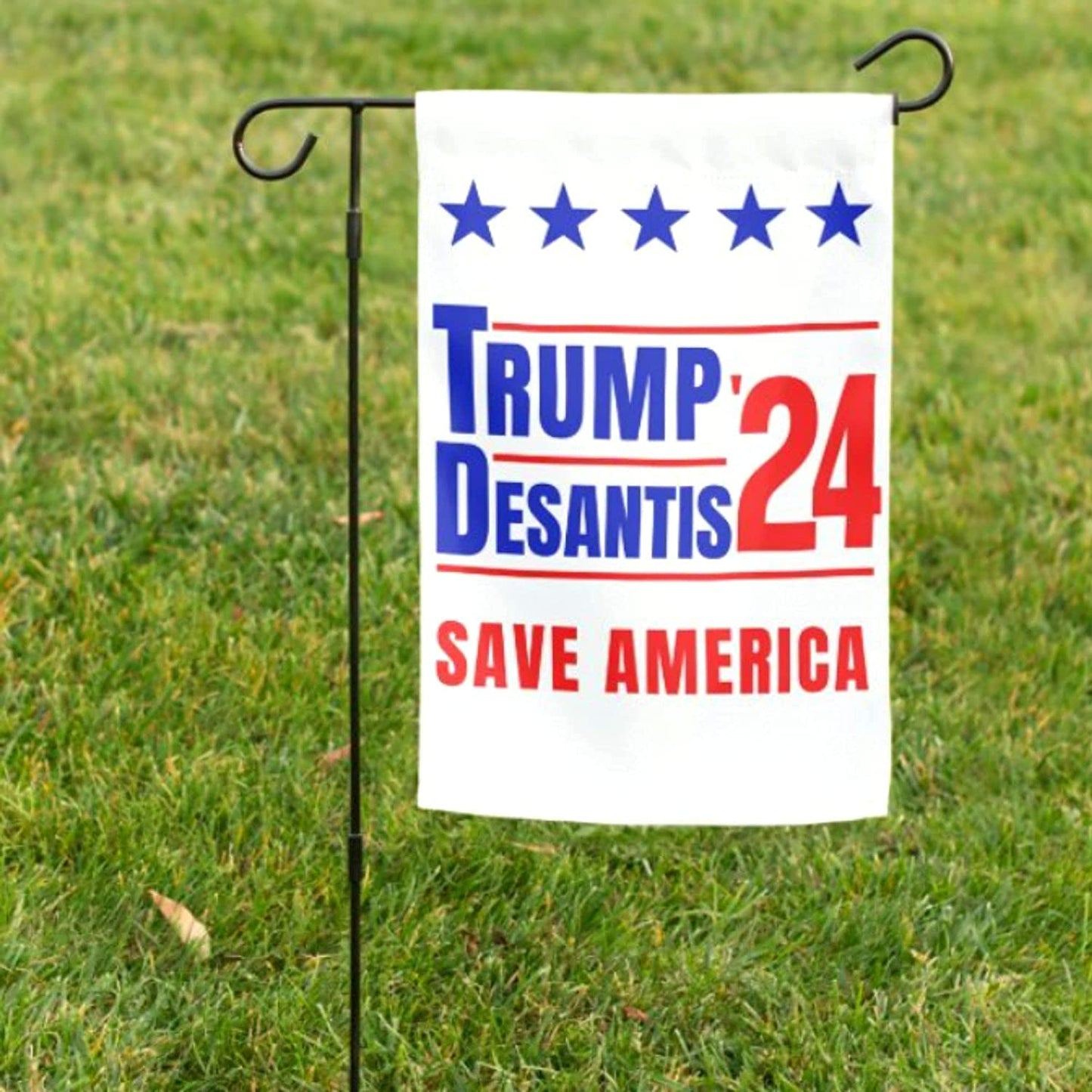 Trump and Desantis '24 Save America Garden Flag | 12"x18" Donald Trump Ron Desantis 2024 Yard Sign