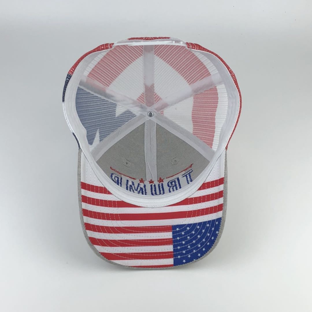 Trump 2024 Save America American Flag Mesh Trucker Hat