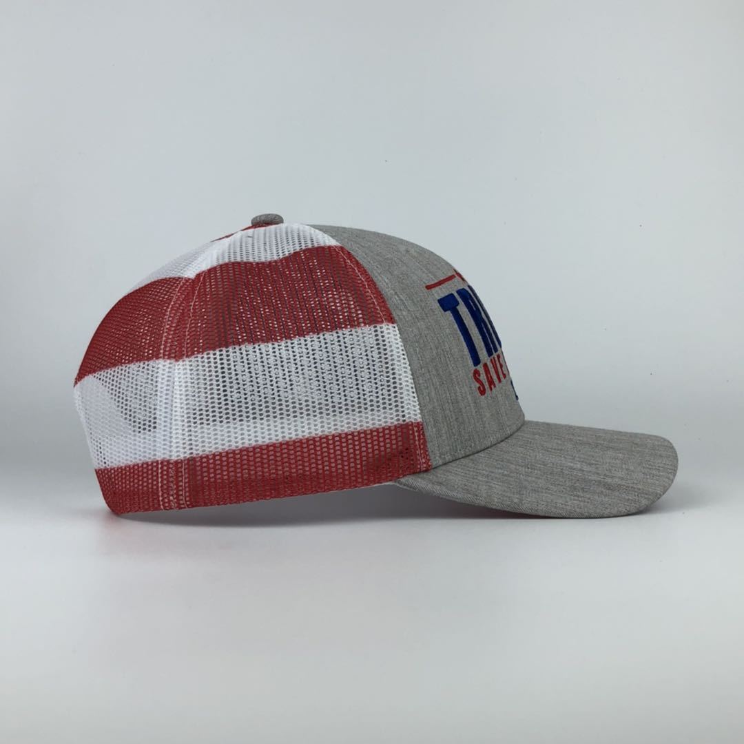 Trump 2024 Save America American Flag Mesh Trucker Hat