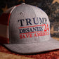 Trump DeSantis 2024 American Flag Back Mesh Trucker Hat - 2 Hats