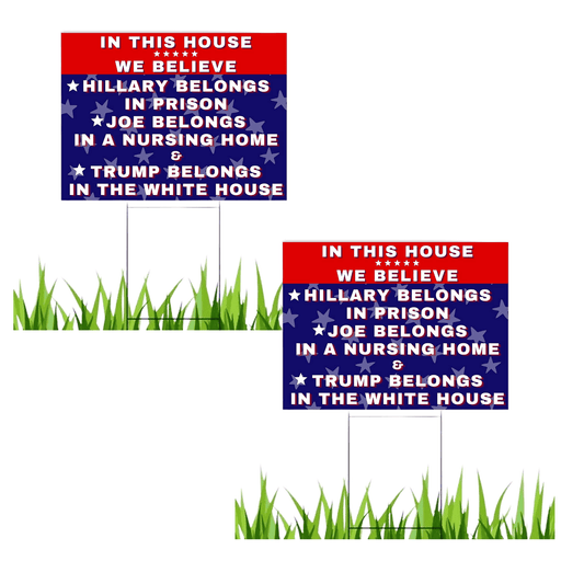 Hillary for Prison - Biden For Nursing Home - Pro Trump 18"x12" Double-Sided Yard Sign - 2 PIECES