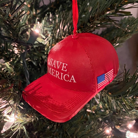 Donald Trump Save America Ceramic Red Hat Figurine Christmas Ornament…