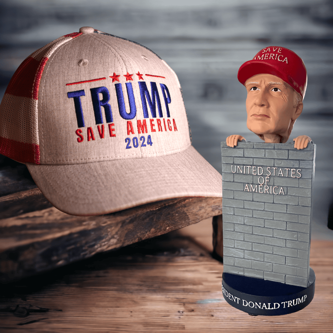 Donald Trump Bobblehead/ Save America 2024 Hat Bundle