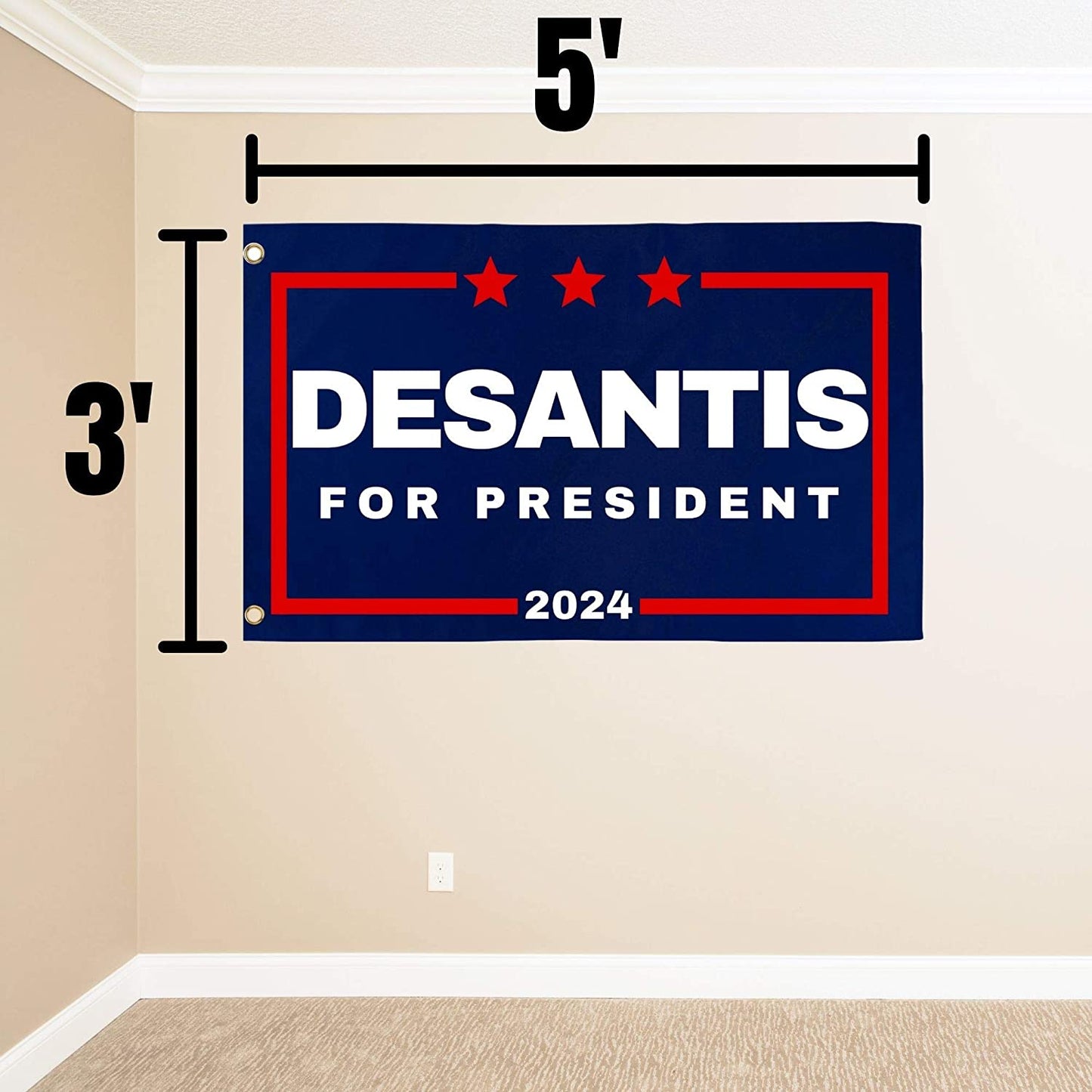 DeSantis '24 Flag | 3'X5' Ron DeSantis for President 2024 Flag with Grommets