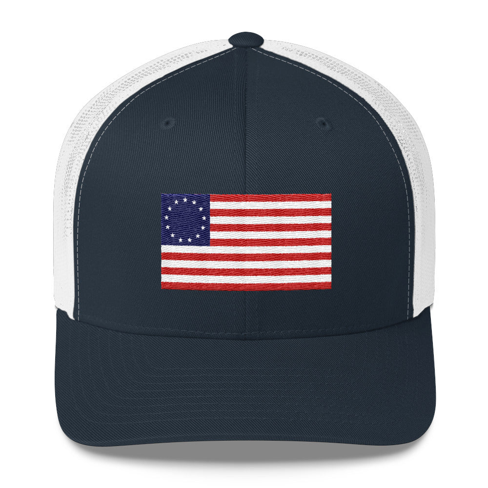 Betsy Ross Flag Trucker Cap 4th of July Hat