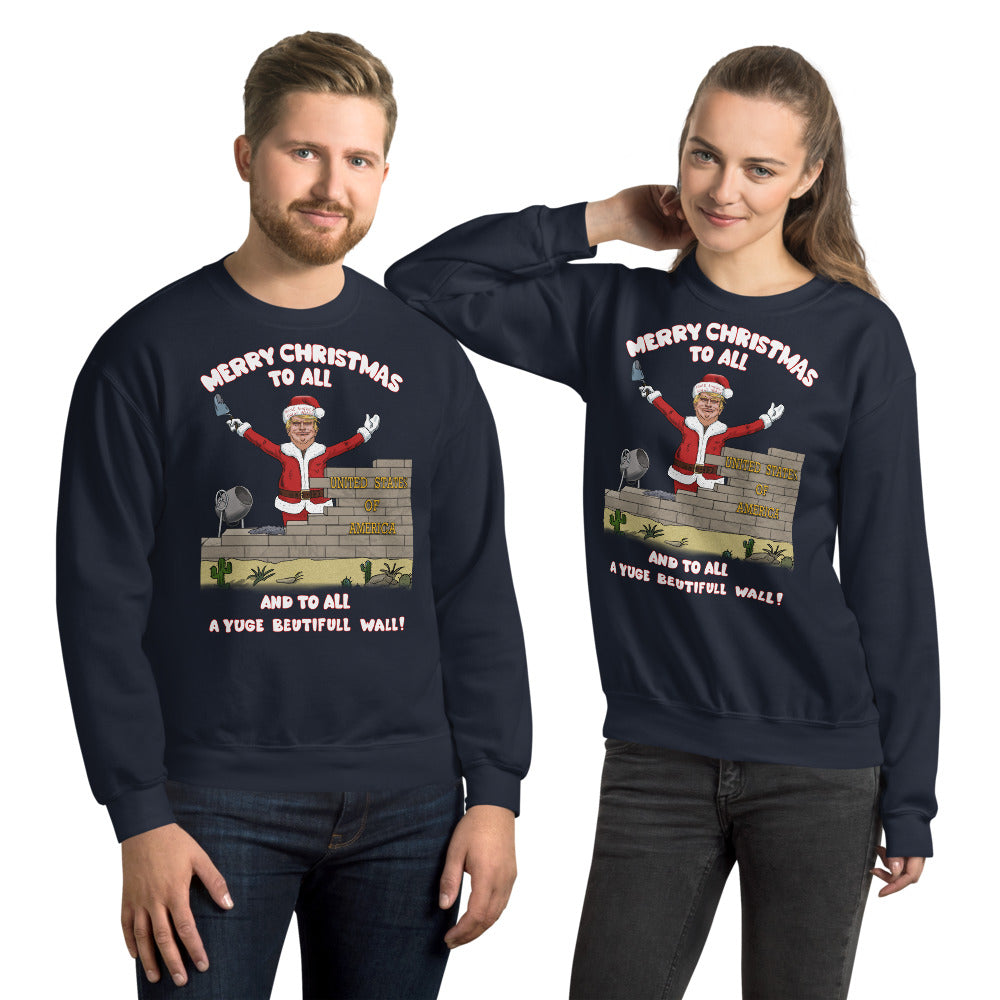 YUGE Wall Trump Christmas Sweater