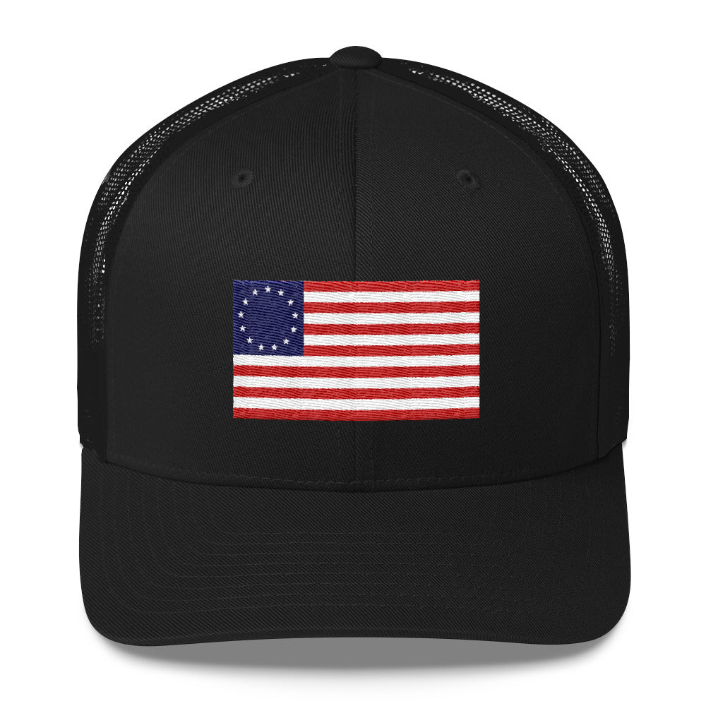 Betsy Ross Flag Trucker Cap 4th of July Hat