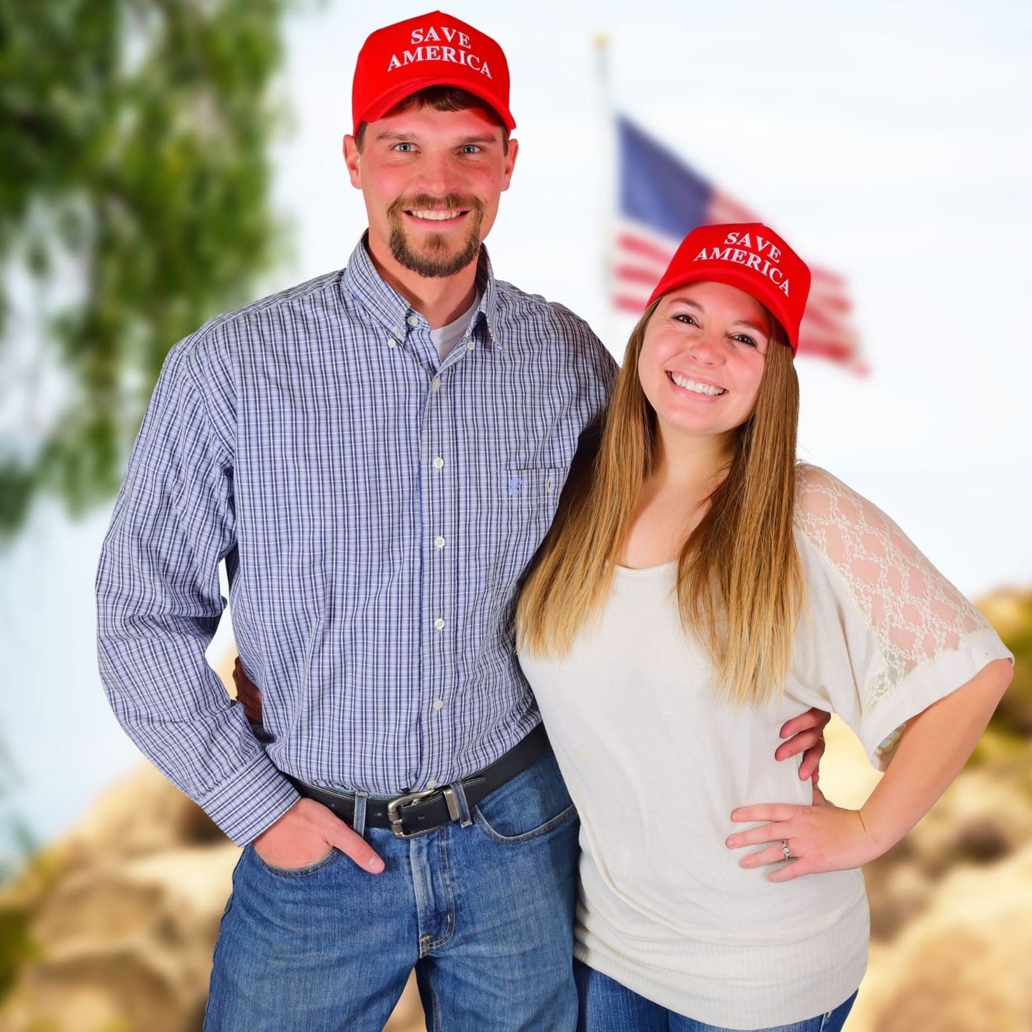 Donald Trump Red Save America Hat | Trump 2024 MAGA Style USA Trucker Hat for Republicans and President Supporters | Great for Trump Rally