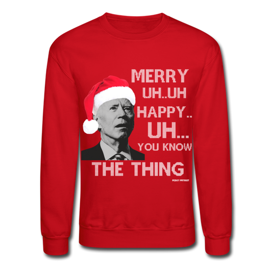 MERRY Uh Uh Ugly Xmas Crewneck Sweatshirt Red SPOD - red